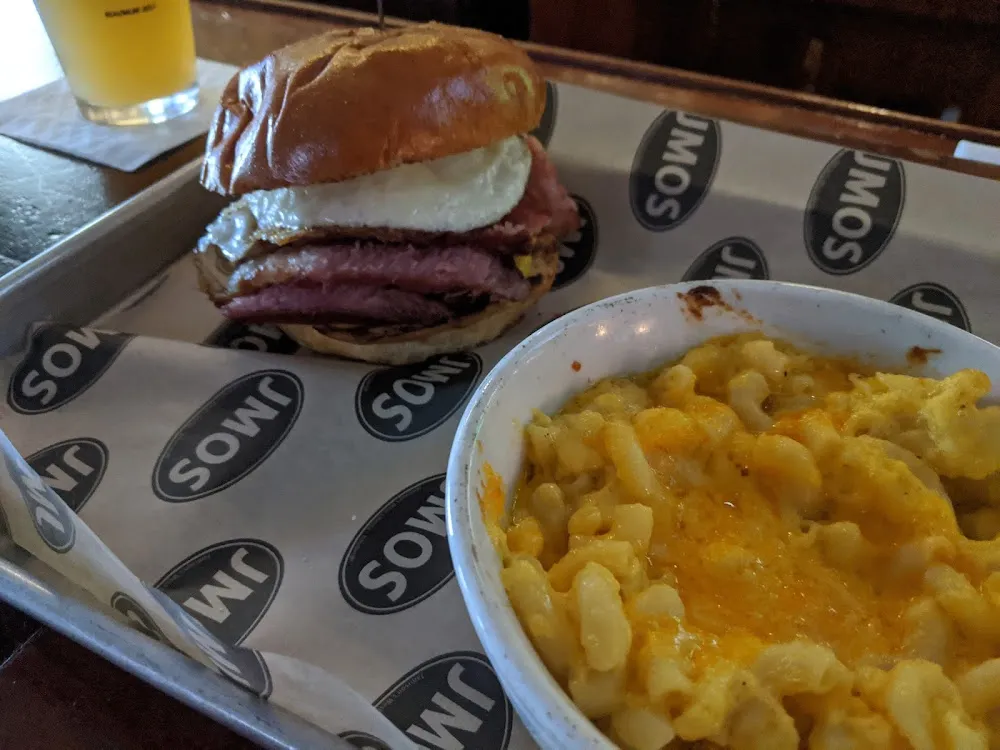 Burger and Mac N Cheese